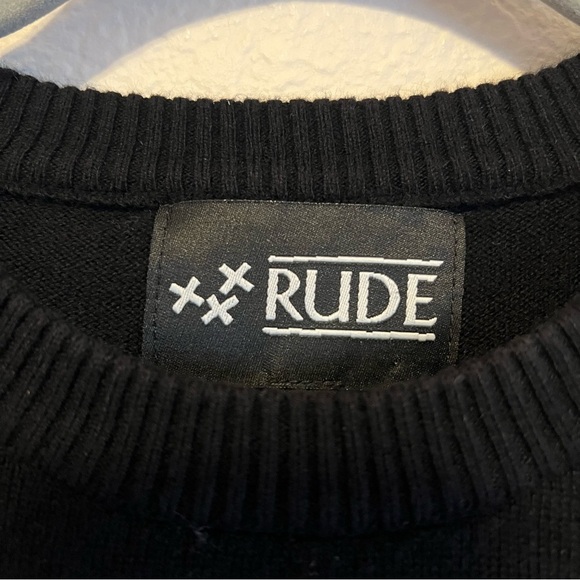 RUDE Unicorn skull pullover sweater, black and white, size M - Picture 8 of 11